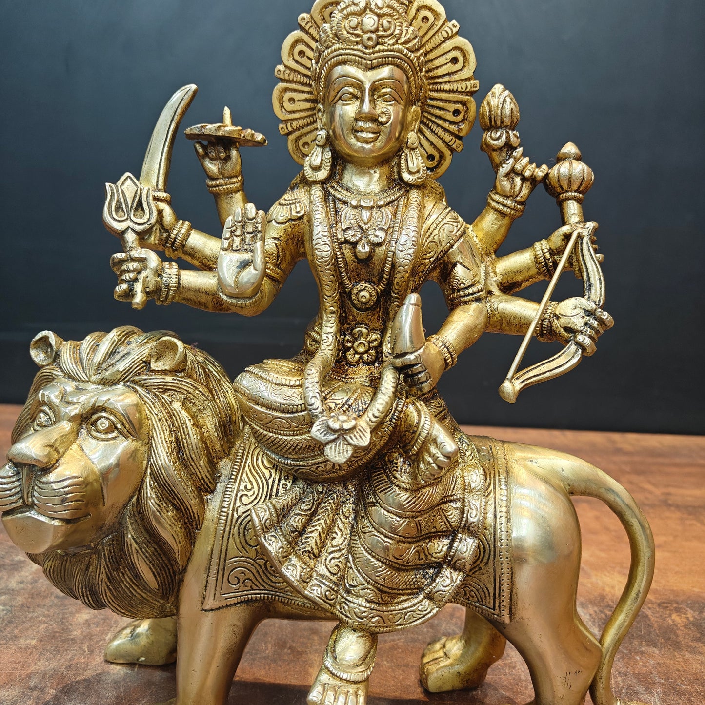 Brass Goddeess Maa Durga Idol Sculpture For Home Decor 13 Inch