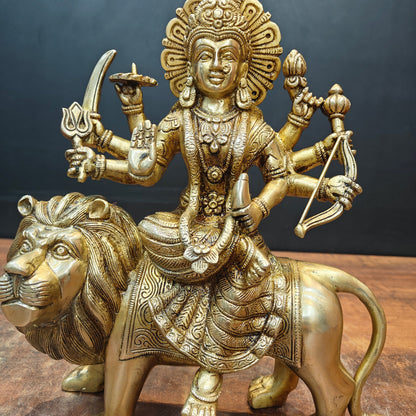 Brass Goddeess Maa Durga Idol Sculpture For Home Decor 13 Inch by vendor-unknown - Hindu Gods (View 4)
