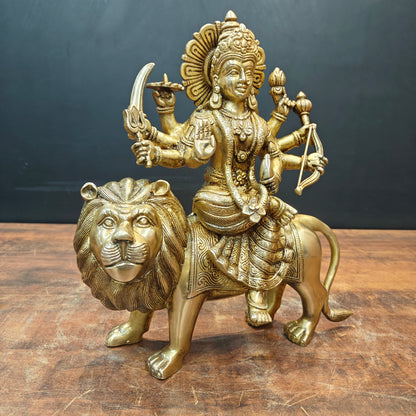 Brass Goddeess Maa Durga Idol Sculpture For Home Decor 13 Inch by vendor-unknown - Hindu Gods (View 5)