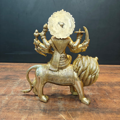 Brass Goddeess Maa Durga Idol Sculpture For Home Decor 13 Inch by vendor-unknown - Hindu Gods (View 6)