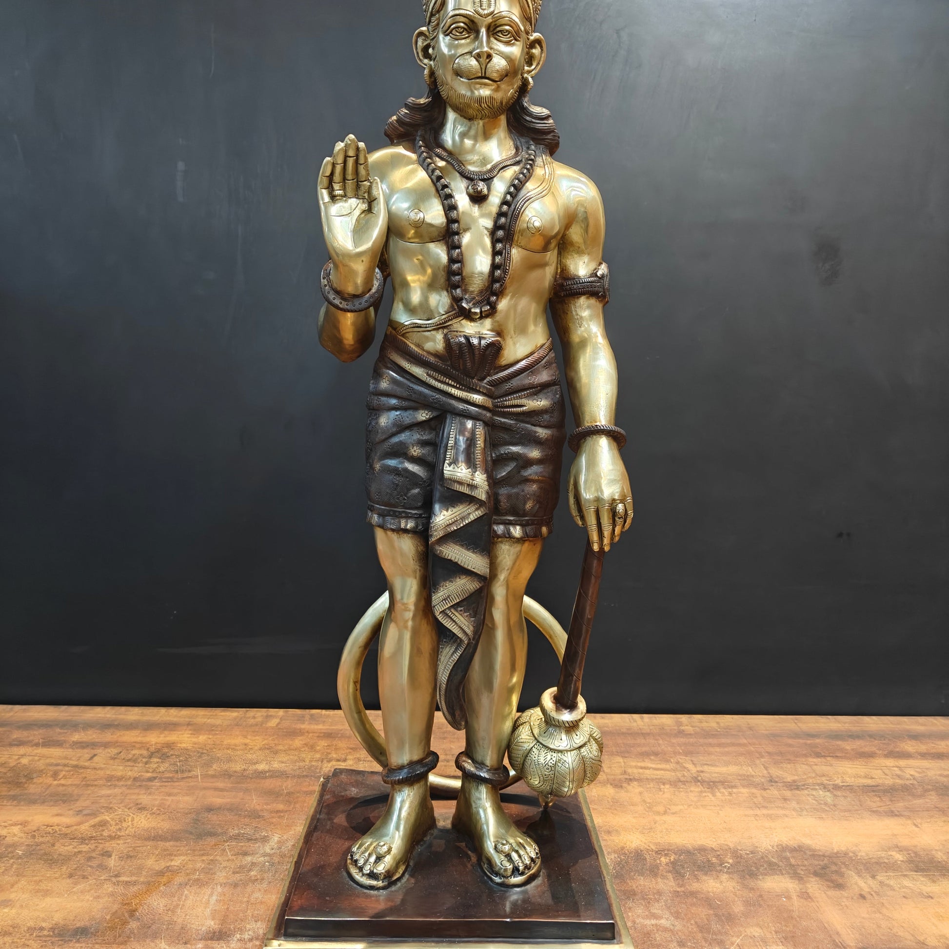 Brass Large Superfine Standing Hanuman Statue 3 Feet - Image 12