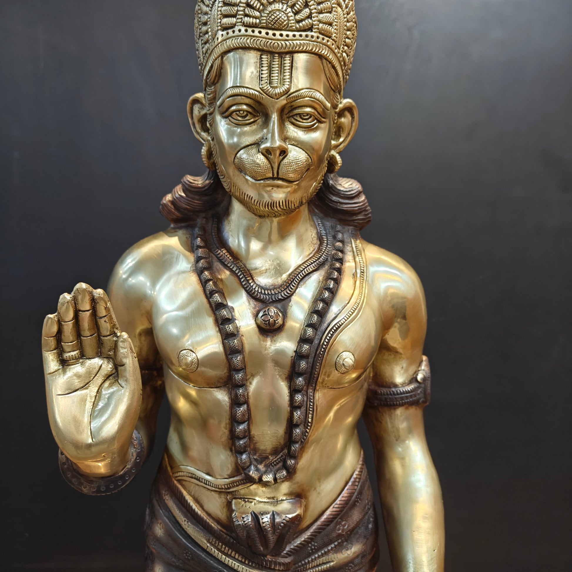 Brass Large Superfine Standing Hanuman Statue 3 Feet - Image 8