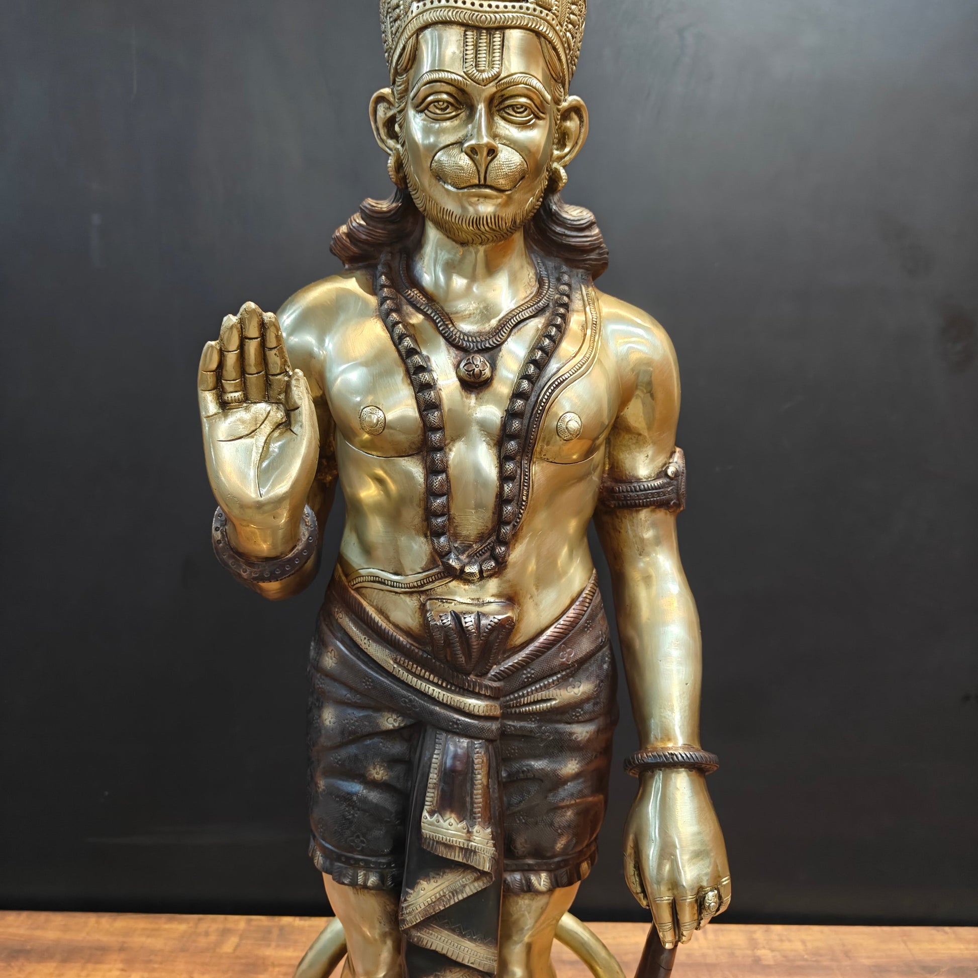Brass Large Superfine Standing Hanuman Statue 3 Feet - Image 9