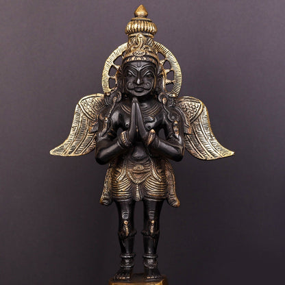 Brass Standing Garuda Idol Antique Finish Vishnu Vahana 12 Inch by vendor-unknown - Hindu Gods (View 2)