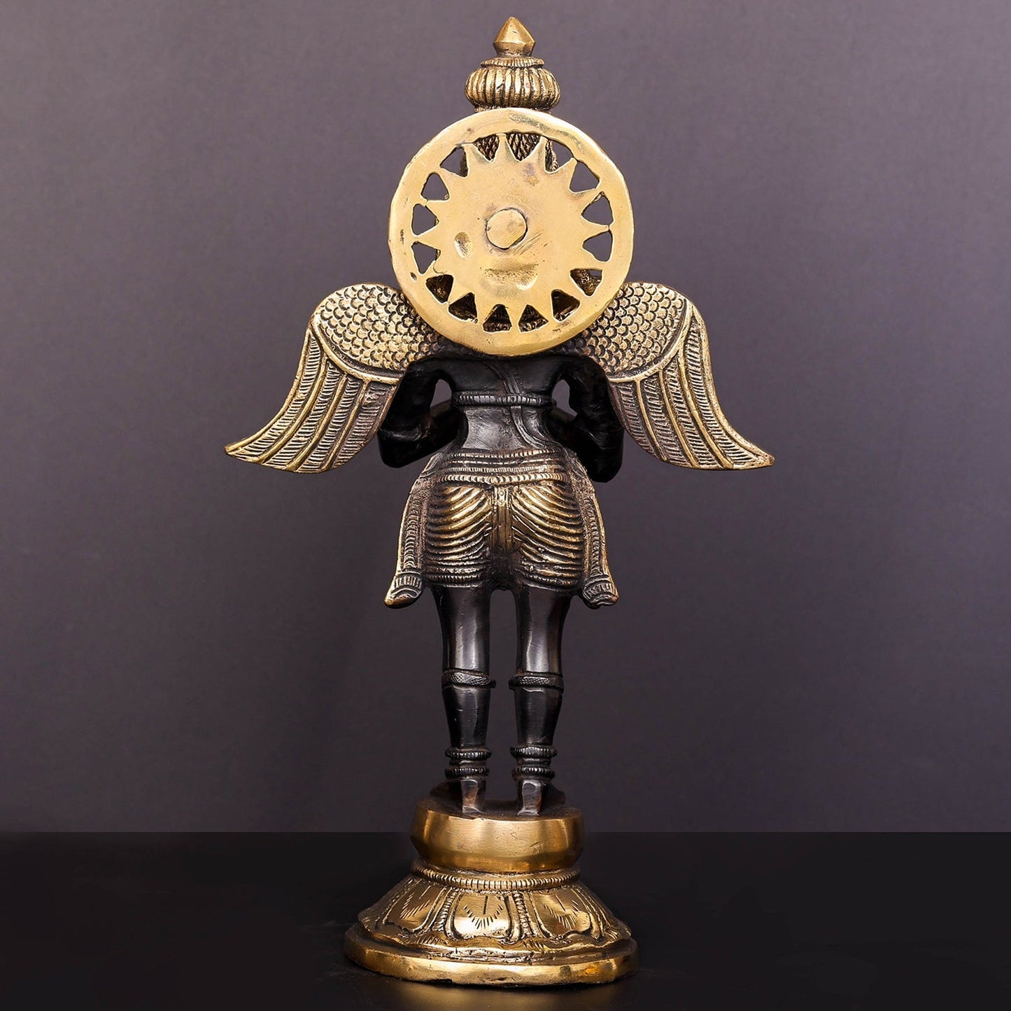 Brass Standing Garuda Idol Antique Finish Vishnu Vahana 12 Inch