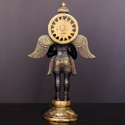 Brass Standing Garuda Idol Antique Finish Vishnu Vahana 12 Inch by vendor-unknown - Hindu Gods (View 5)