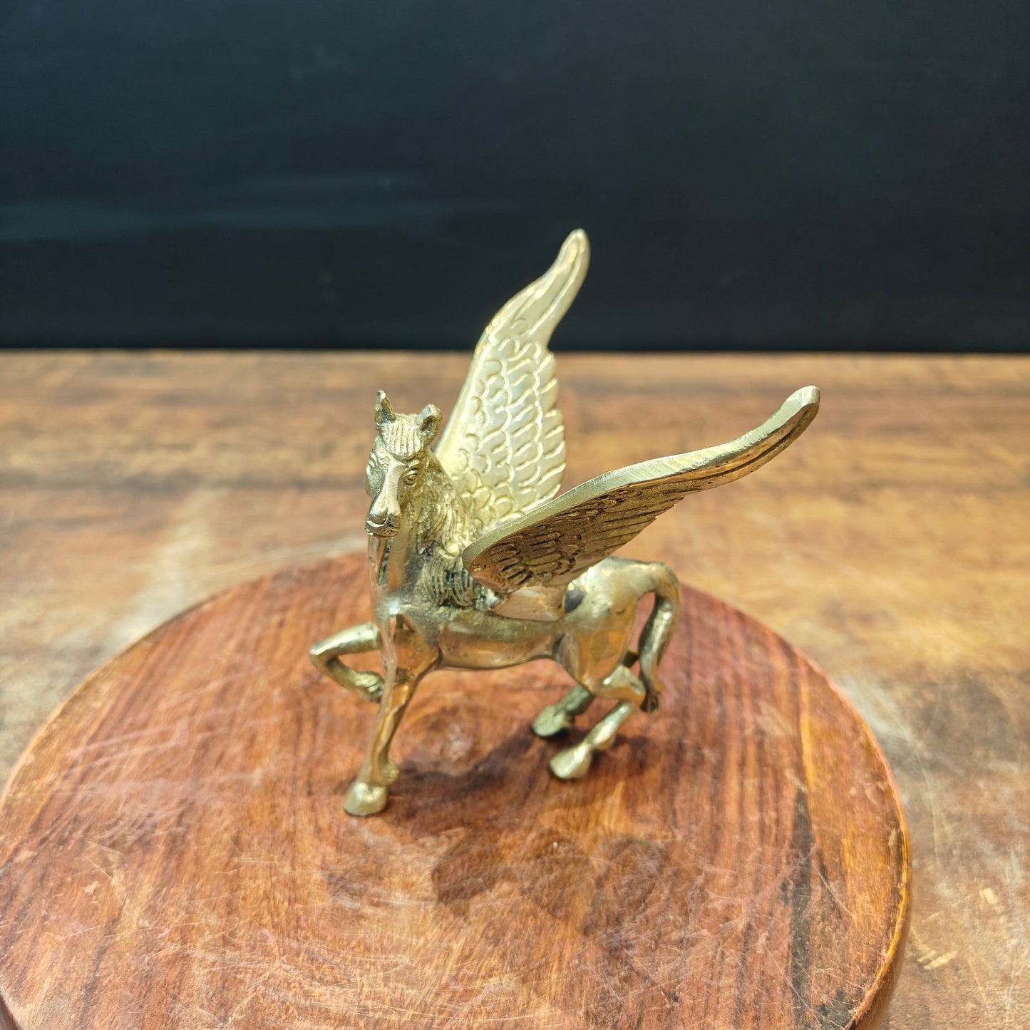Brass Flying Angel Horse Statue For Decor Showpiece 4.5 Inch