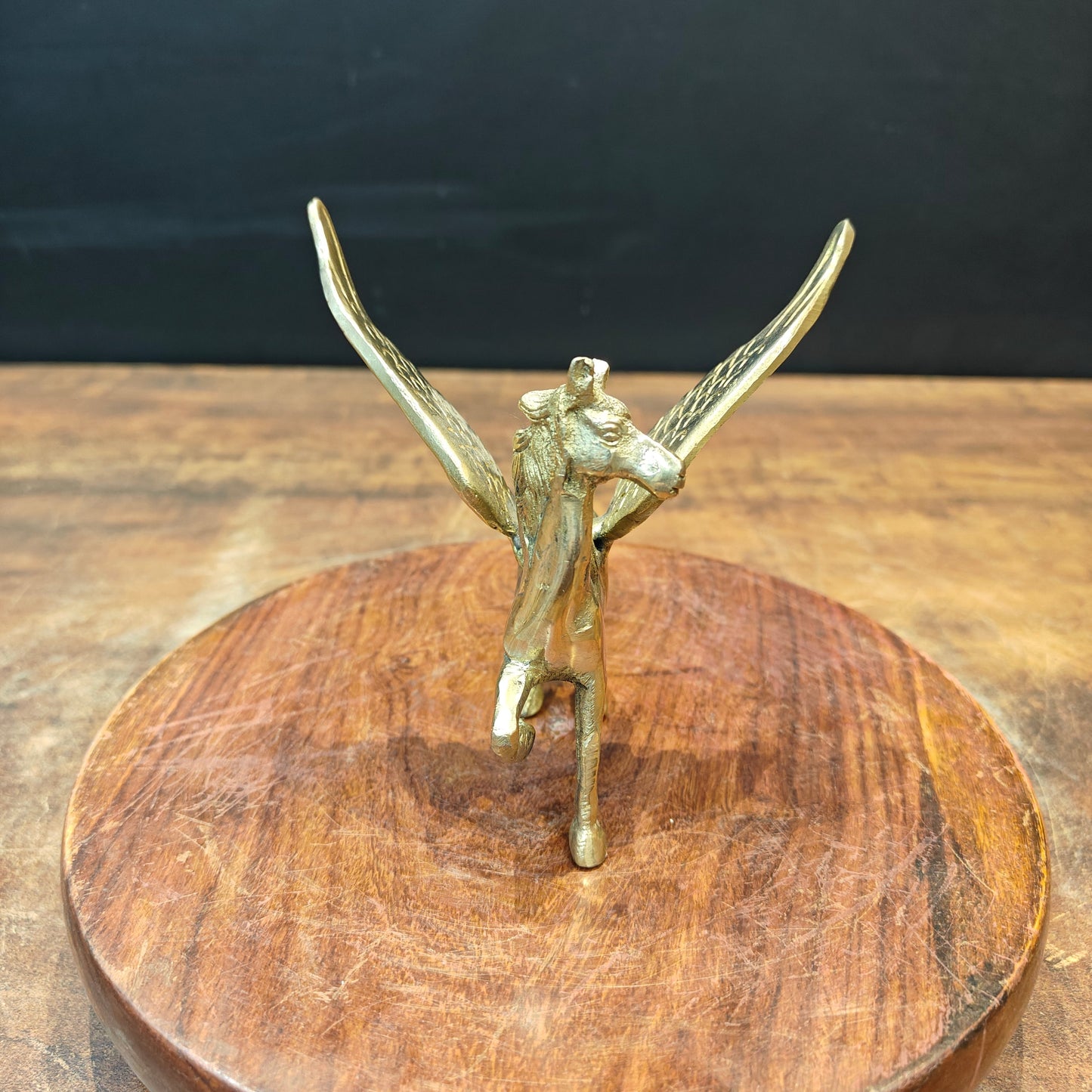 Brass Flying Angel Horse Statue For Decor Showpiece 4.5 Inch