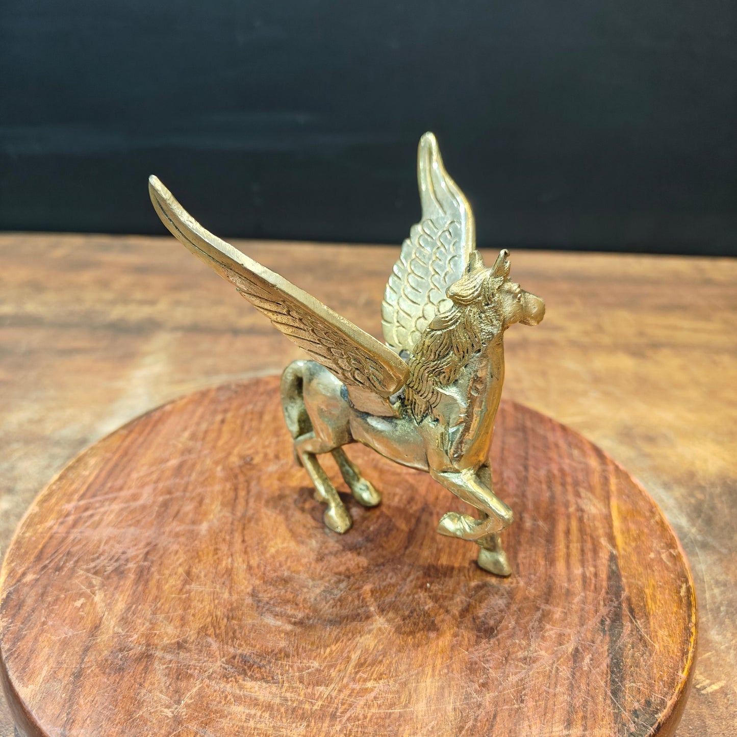 Brass Flying Angel Horse Statue For Decor Showpiece 4.5 Inch
