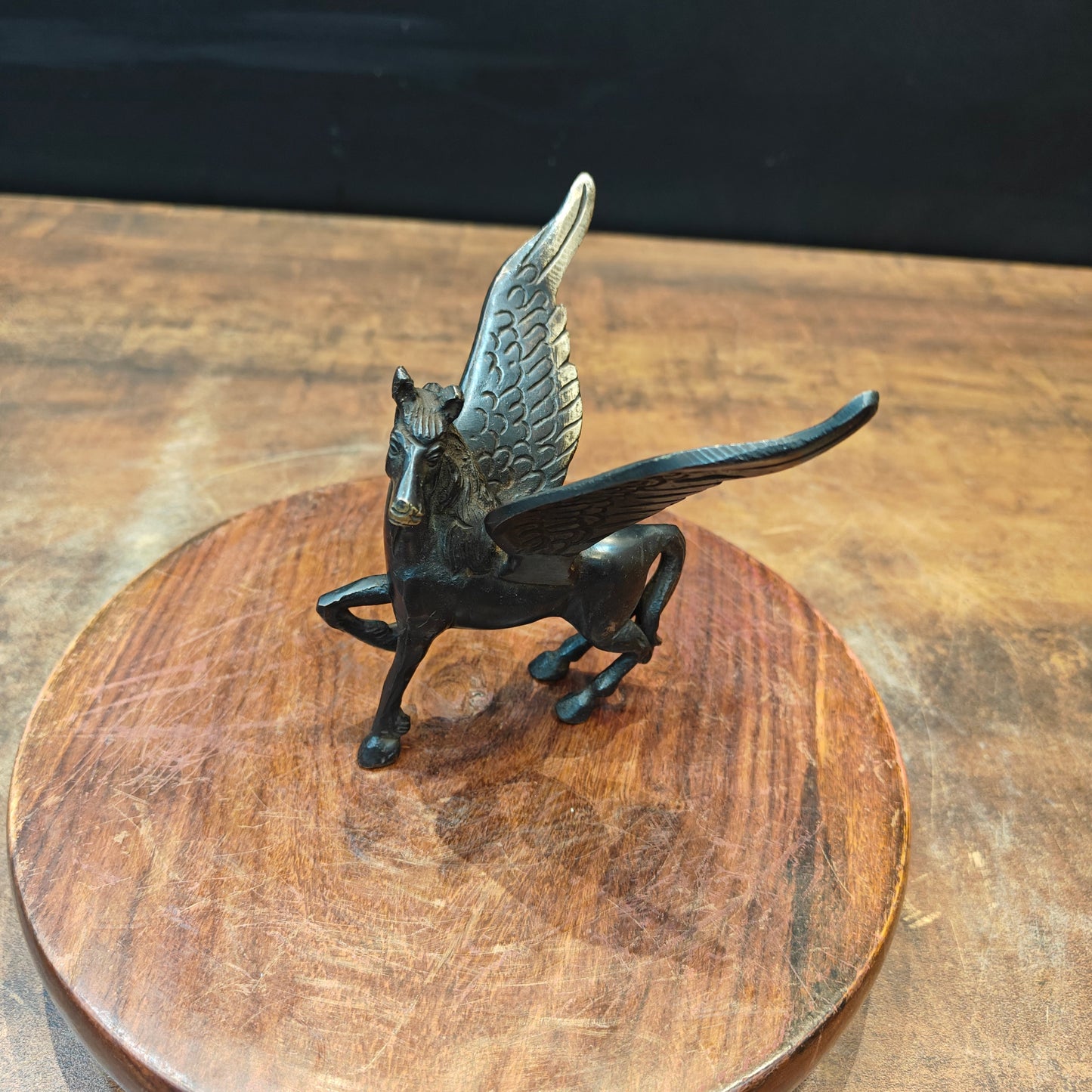 Brass Flying Angel Horse Statue Antique Finish For Decor Showpiece 4.5 Inch