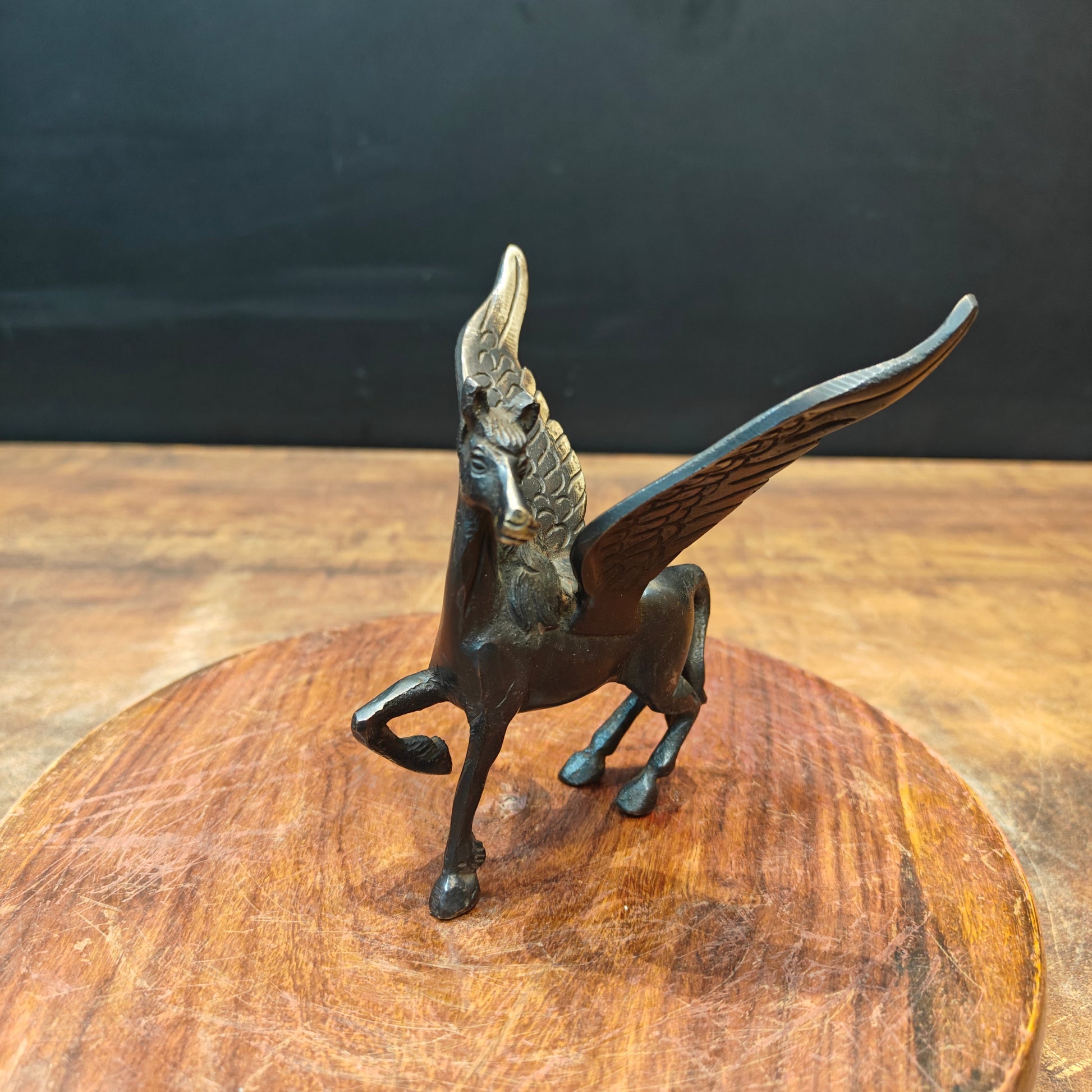 Brass Flying Angel Horse Statue Antique Finish For Decor Showpiece 4.5 Inch - Image 4
