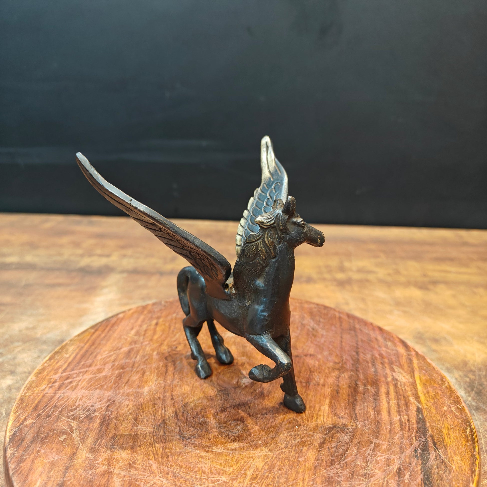 Brass Flying Angel Horse Statue Antique Finish For Decor Showpiece 4.5 Inch - Image 5