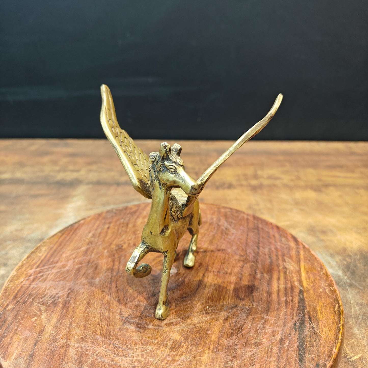 Brass Flying Angel Horse Statue For Decor Showpiece 4.5 Inch