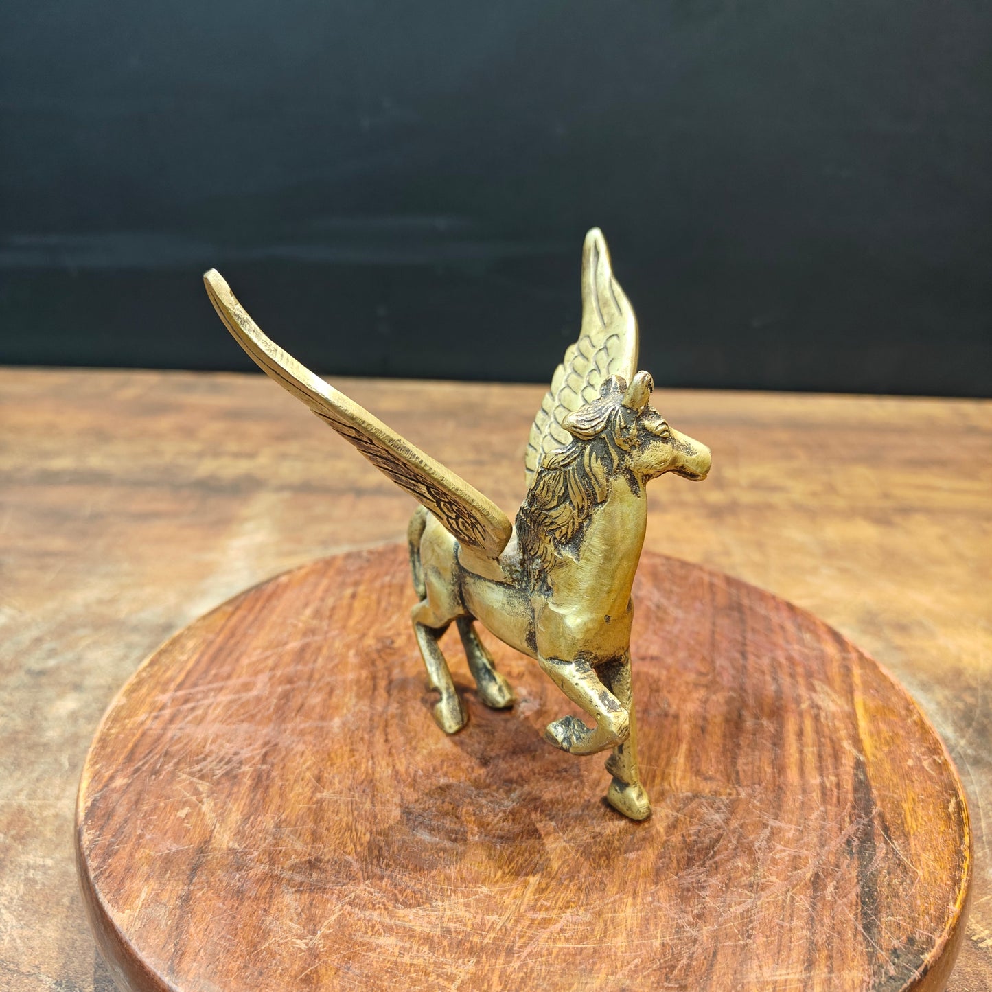 Brass Flying Angel Horse Statue For Decor Showpiece 4.5 Inch