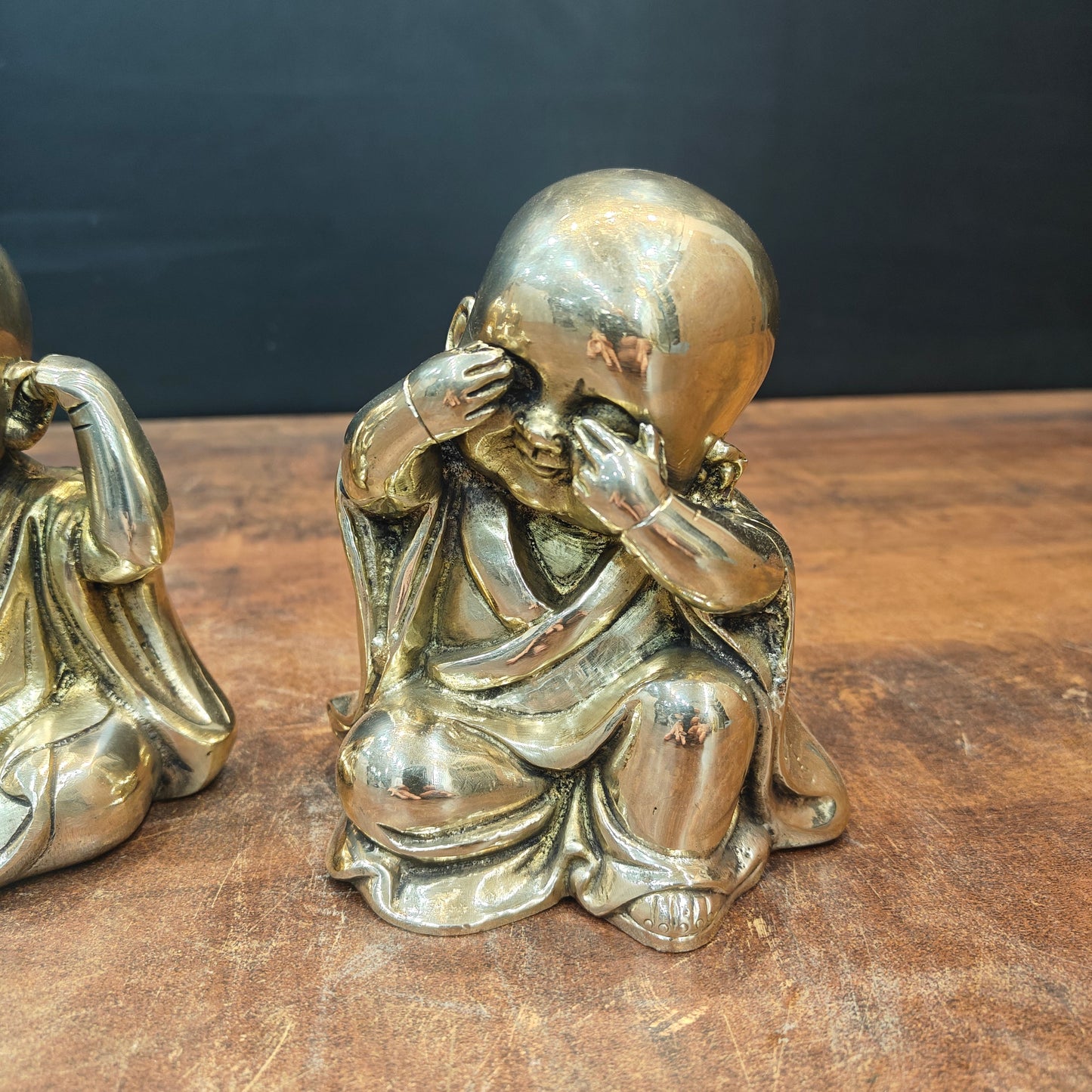 Brass Monks Baby Buddha Statues Set of 3 Wise Figurines 5 Inches