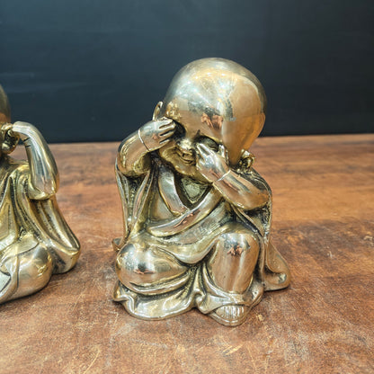 Brass Monks Baby Buddha Statues Set of 3 Wise Figurines 5 Inches by vendor-unknown - Decor (View 6)