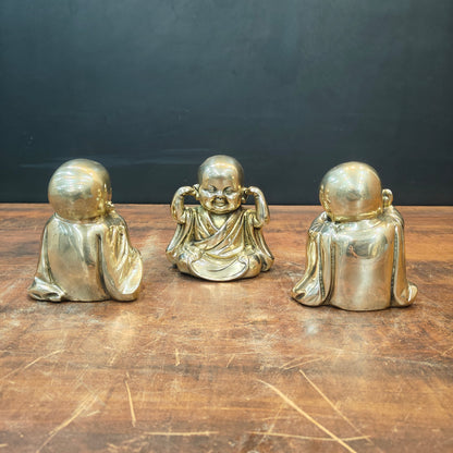 Brass Monks Baby Buddha Statues Set of 3 Wise Figurines 5 Inches by vendor-unknown - Decor (View 7)