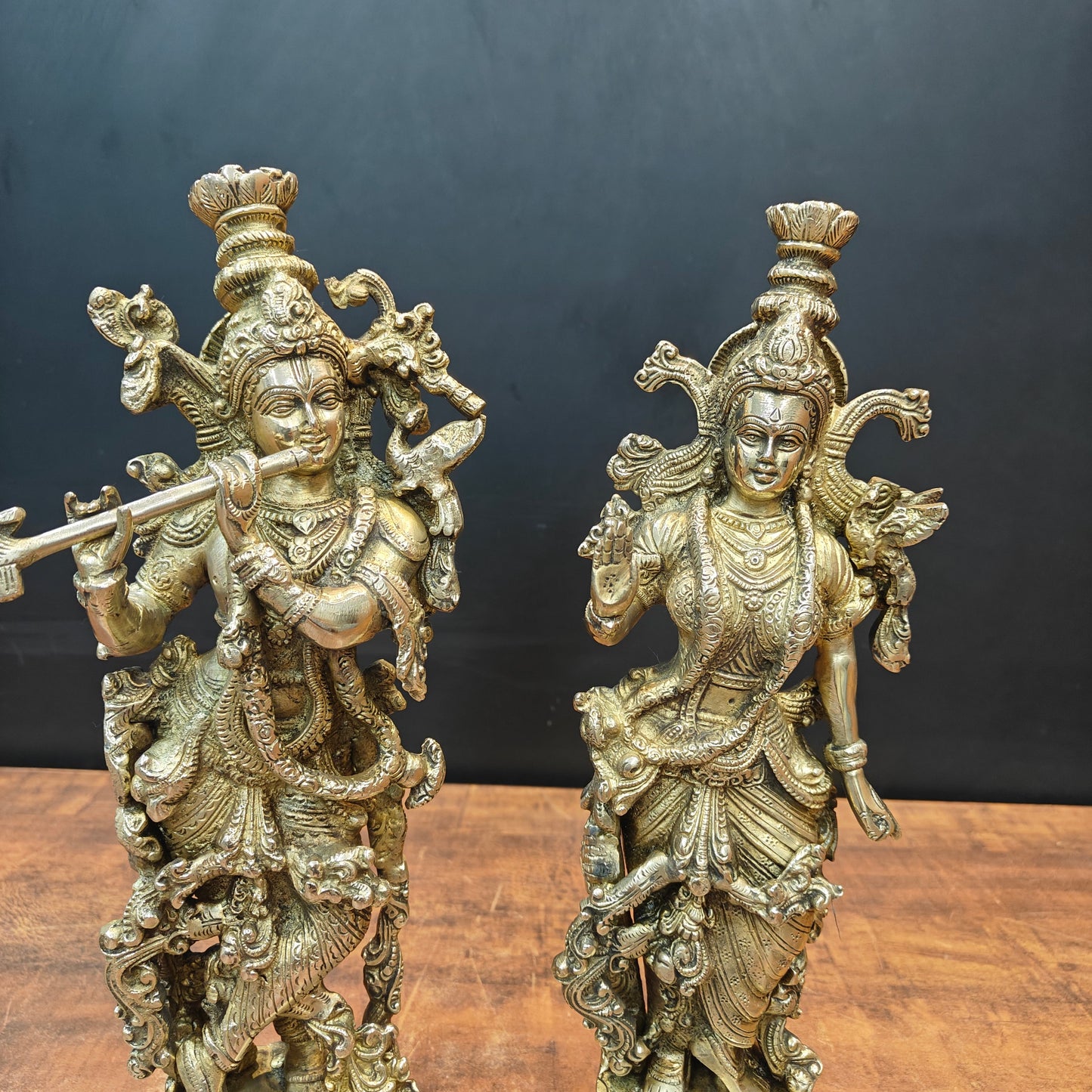 Brass Radha Krishna Statue For Home Temple Decor 14 Inches