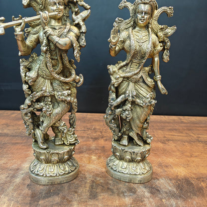 Brass Radha Krishna Statue For Home Temple Decor 14 Inches by vendor-unknown - Hindu Gods (View 6)
