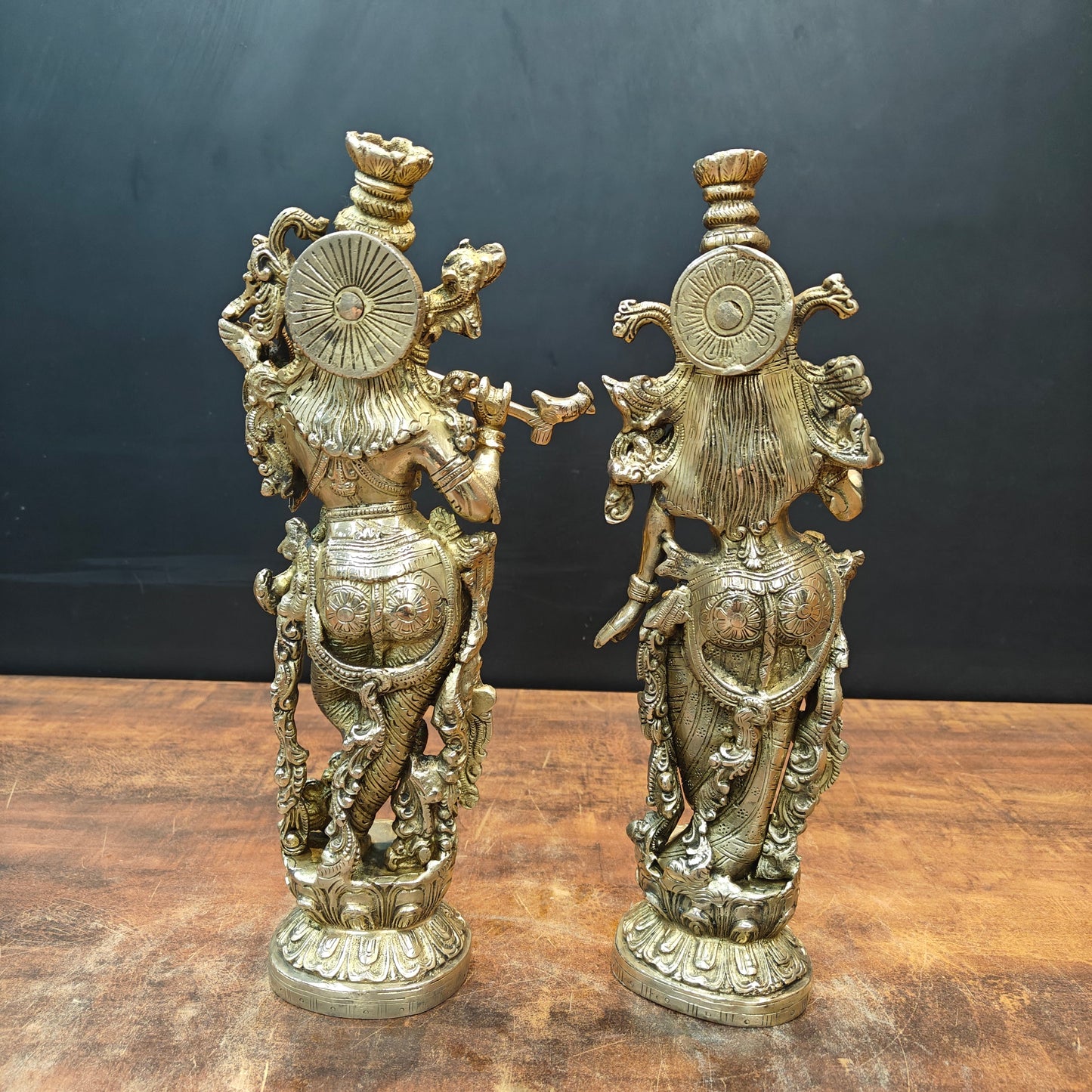 Brass Radha Krishna Statue For Home Temple Decor 14 Inches