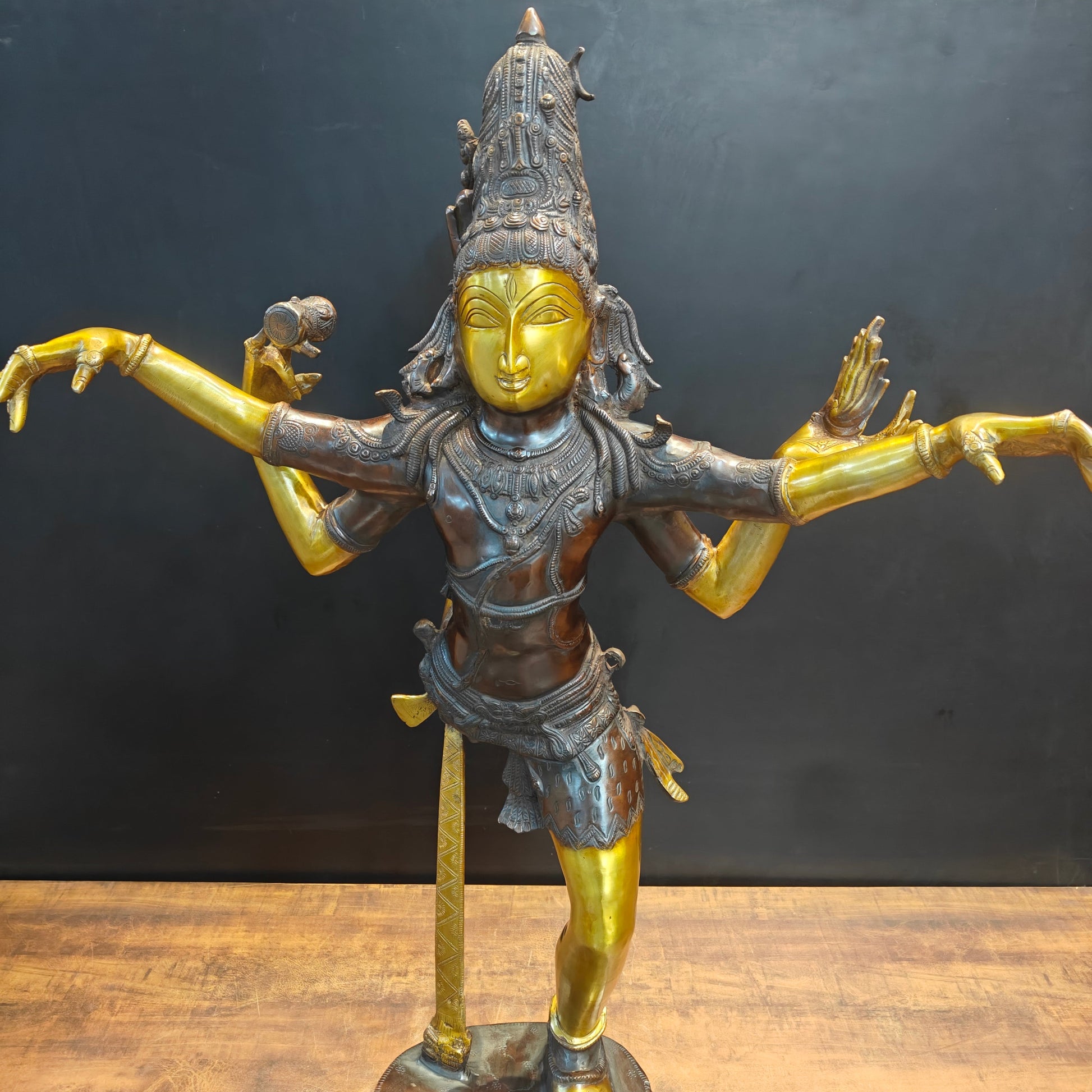 Brass Dancing Shiva Nataraja Statue Sculpture Antique Finish 3.5 Feet - Image 2