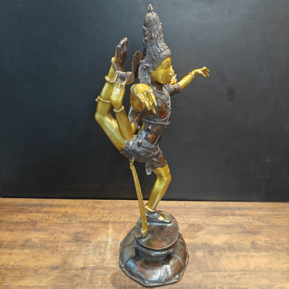 Brass Dancing Shiva Nataraja Statue Sculpture Antique Finish 3.5 Feet by vendor-unknown - Hindu Gods (View 5)