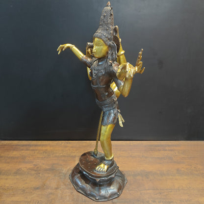 Brass Dancing Shiva Nataraja Statue Sculpture Antique Finish 3.5 Feet by vendor-unknown - Hindu Gods (View 6)