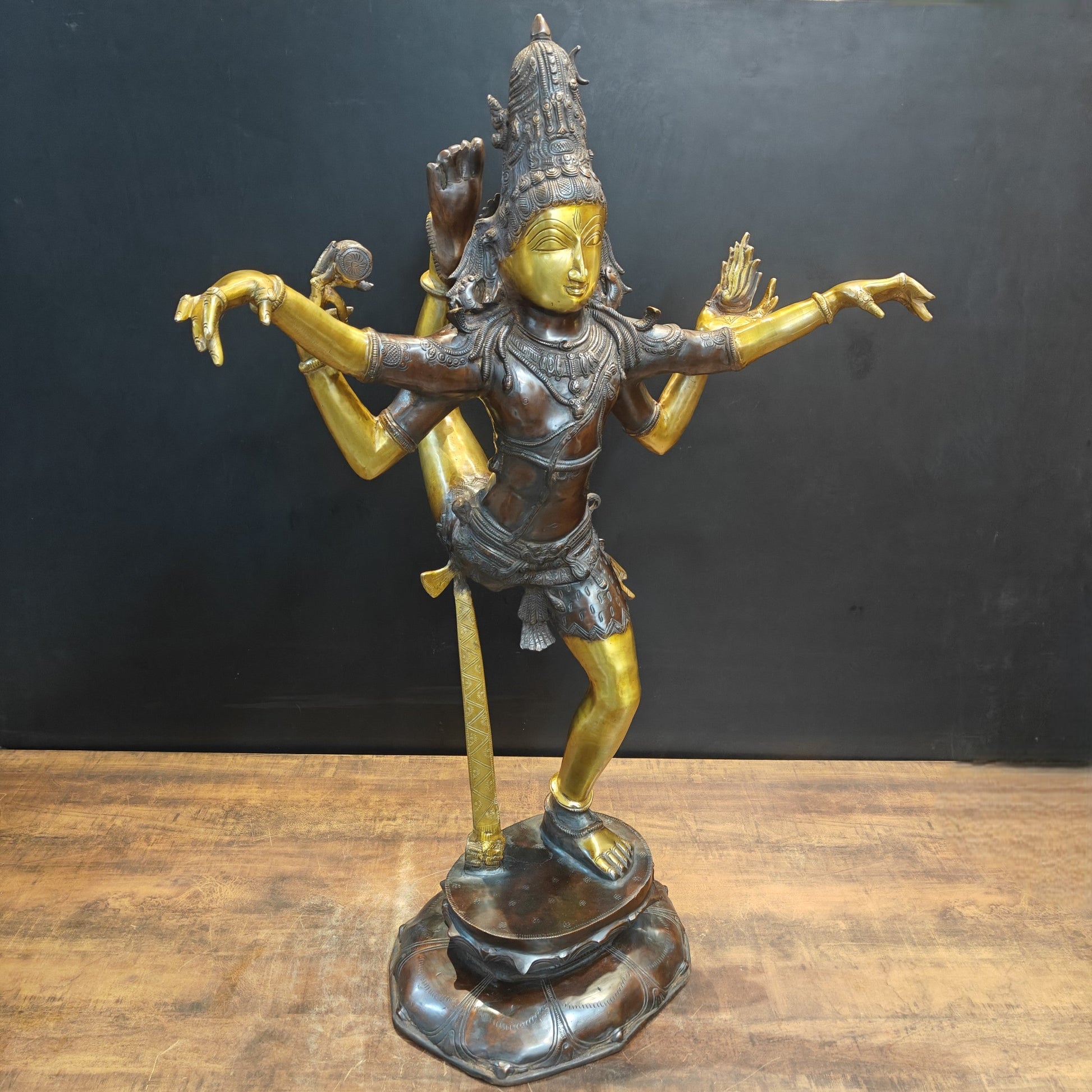 Brass Dancing Shiva Nataraja Statue Sculpture Antique Finish 3.5 Feet - Image 7