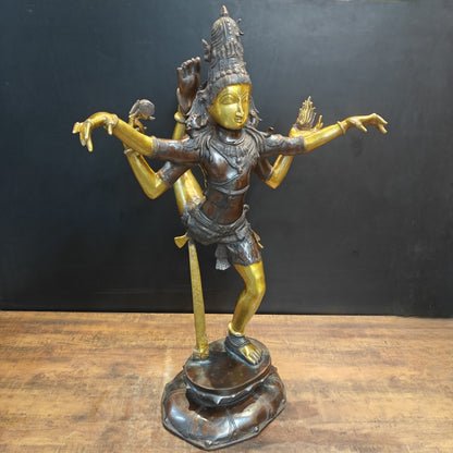 Brass Dancing Shiva Nataraja Statue Sculpture Antique Finish 3.5 Feet by vendor-unknown - Hindu Gods (View 7)