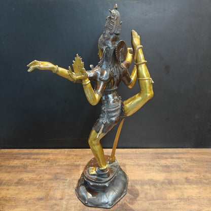 Brass Dancing Shiva Nataraja Statue Sculpture Antique Finish 3.5 Feet by vendor-unknown - Hindu Gods (View 8)