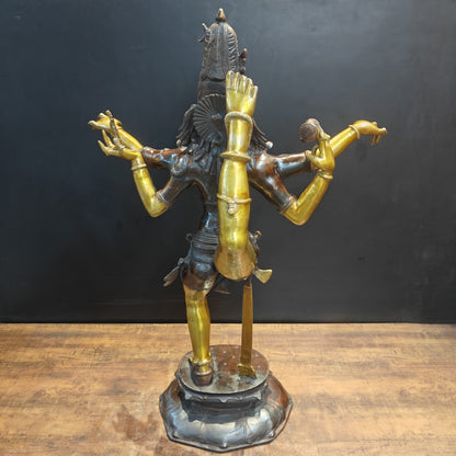 Brass Dancing Shiva Nataraja Statue Sculpture Antique Finish 3.5 Feet by vendor-unknown - Hindu Gods (View 9)