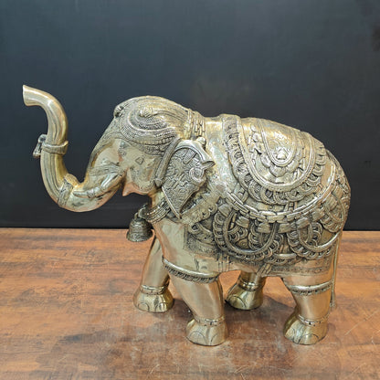 Brass Large Engraved Elephant Statue Figurine Showpiece 22 Inch by vendor-unknown - Decor (View 5)