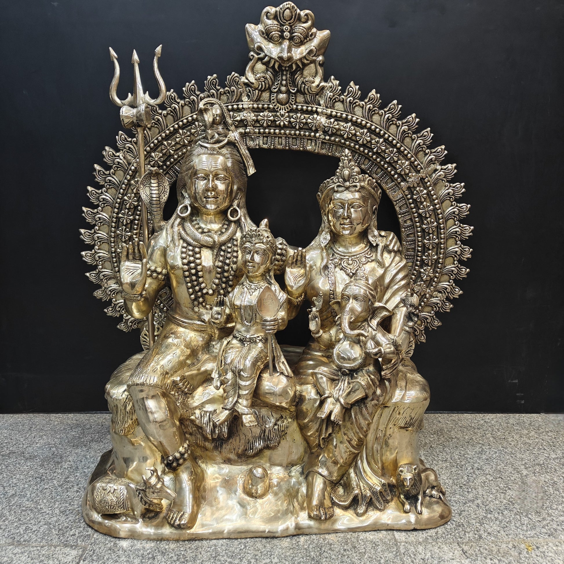 Brass Large Size The Complete Shiva Parivar Idol 45 Inches - Image 3