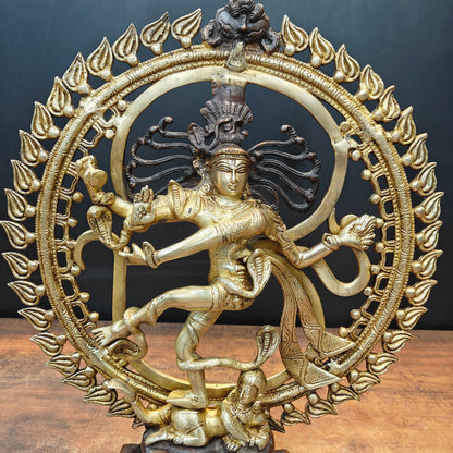 Brass Nataraja Idol With OM Symbol For Home Decor 1.5 Feet by vendor-unknown - Hindu Gods (View 2)