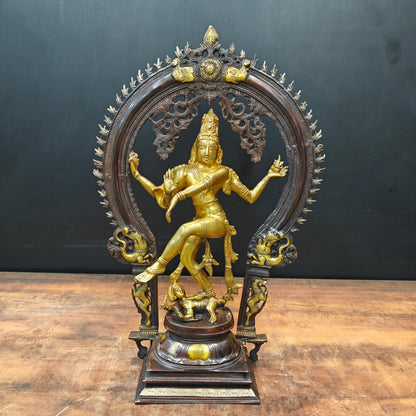 Brass Nataraja Statue Sculpture Dual Tone Finish 25 Inches by vendor-unknown - Hindu Gods (View 4)