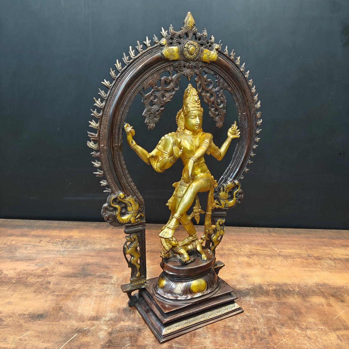 Brass Nataraja Statue Sculpture Dual Tone Finish 25 Inches