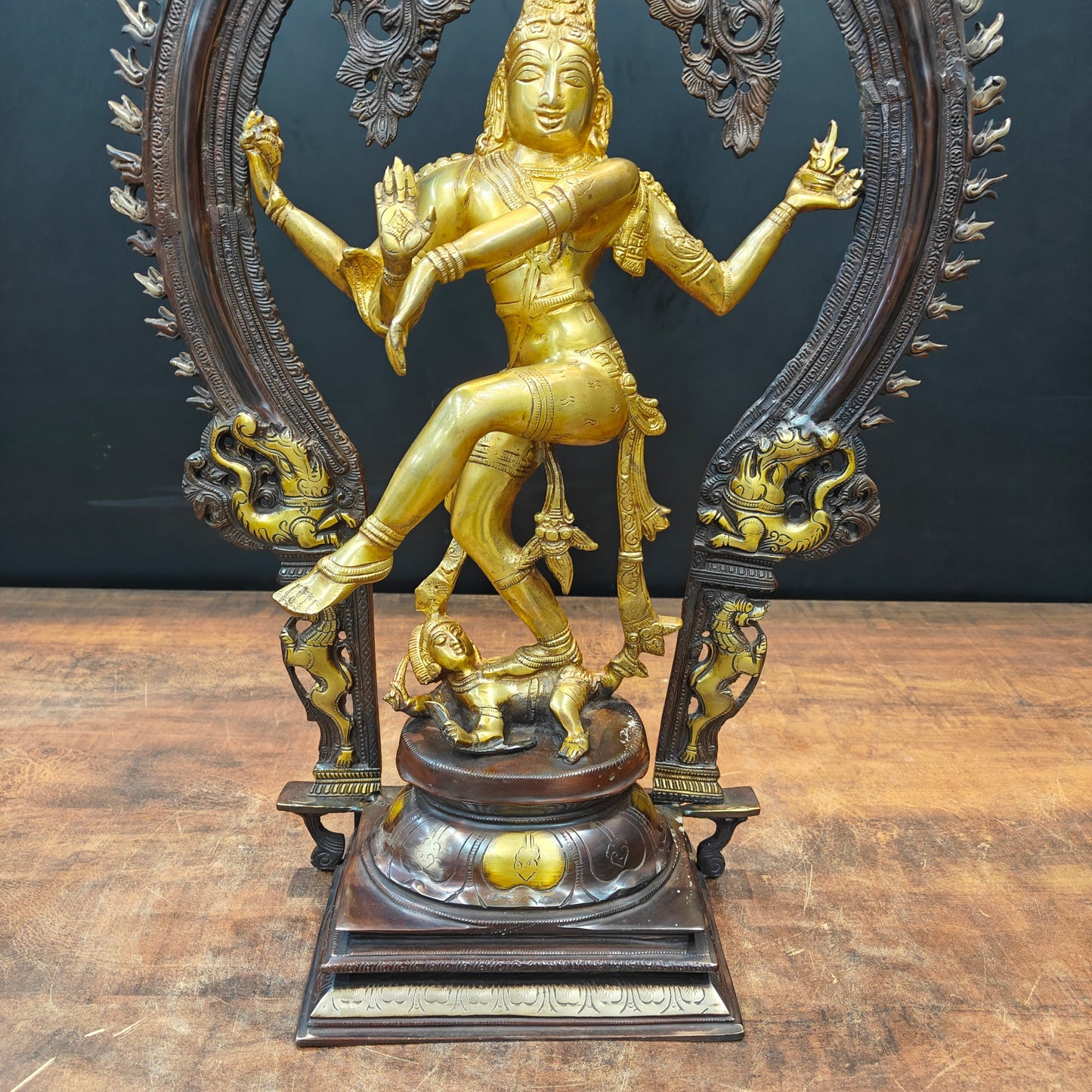 Brass Nataraja Statue Sculpture Dual Tone Finish 25 Inches