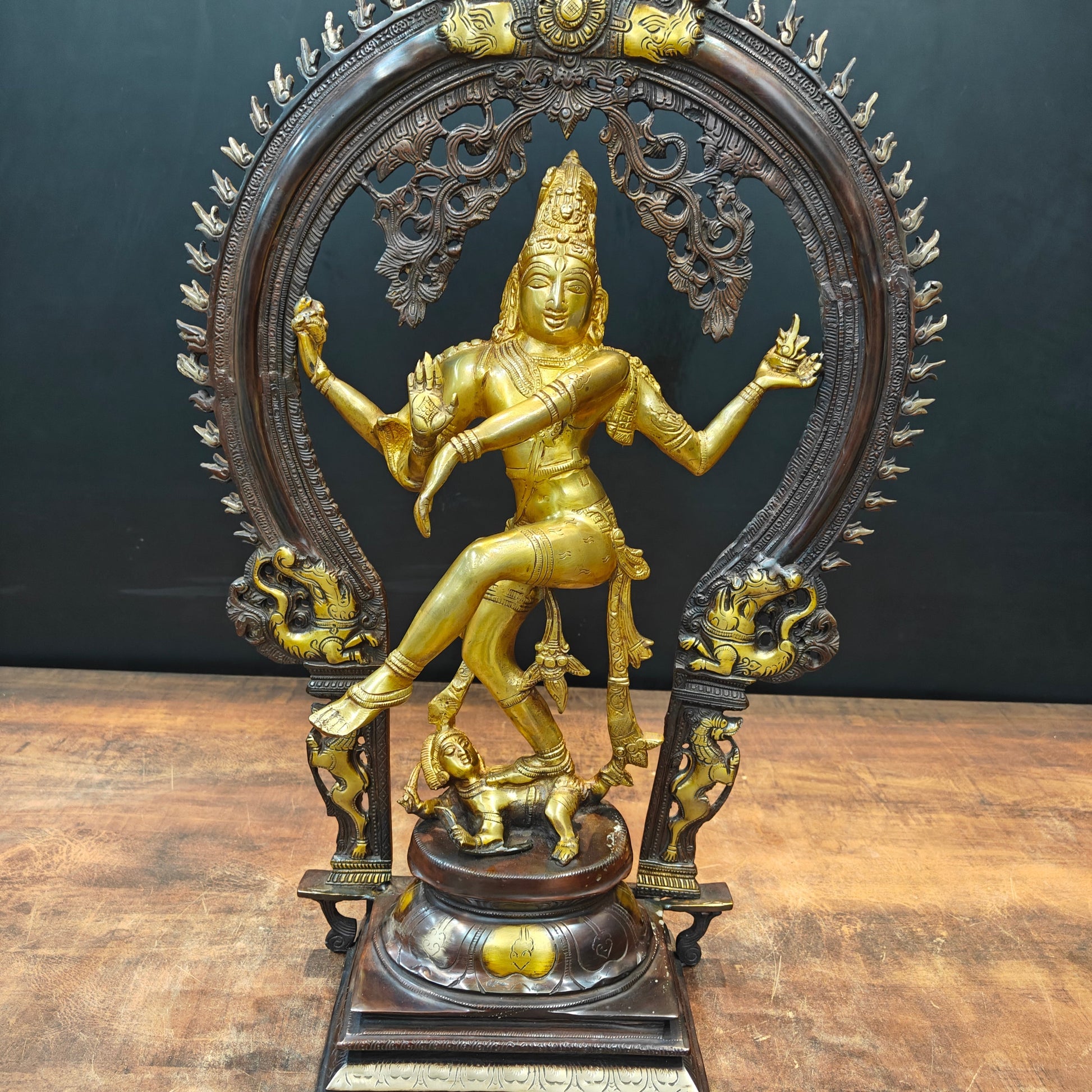 Brass Nataraja Statue Sculpture Dual Tone Finish 25 Inches - Image 7