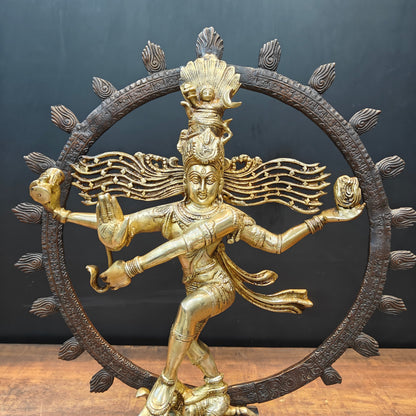 Brass Nataraja Idol On Pedestal Engraved with Aspects of Shiva 22 Inch by vendor-unknown - Hindu Gods (View 2)