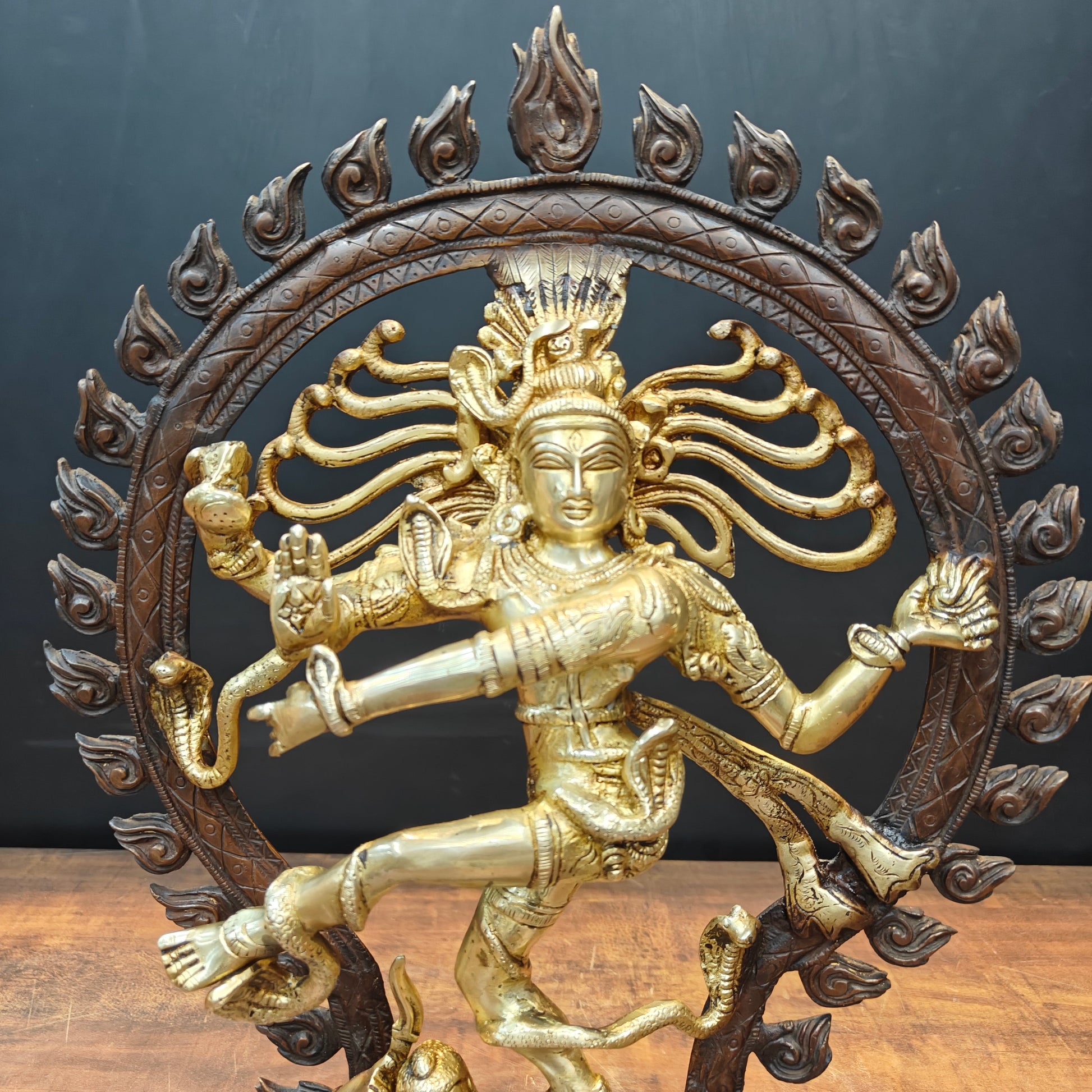 Brass Nataraja Statue Dancing Shiva Sculpture Antique Finish 20 Inch - Image 2