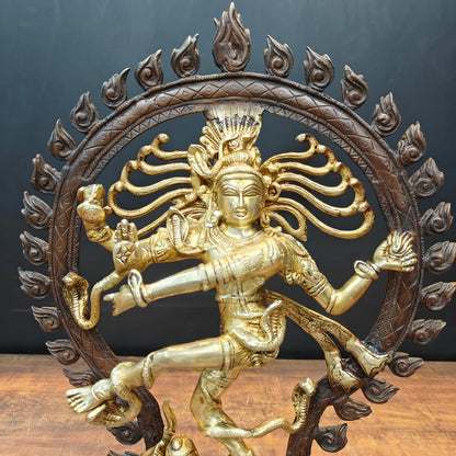Brass Nataraja Statue (20 Inch) - Antique Finish | Dancing Shiva "Lord of Dance" for Home & Studio by vendor-unknown - Hindu Gods (View 2)