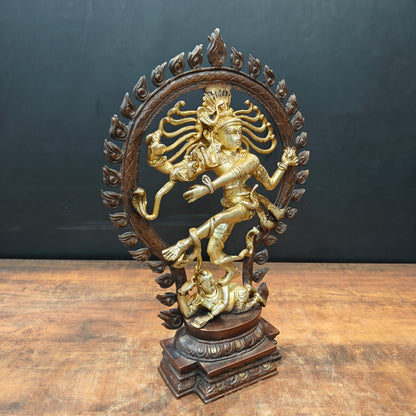 Brass Nataraja Statue (20 Inch) - Antique Finish | Dancing Shiva "Lord of Dance" for Home & Studio by vendor-unknown - Hindu Gods (View 3)