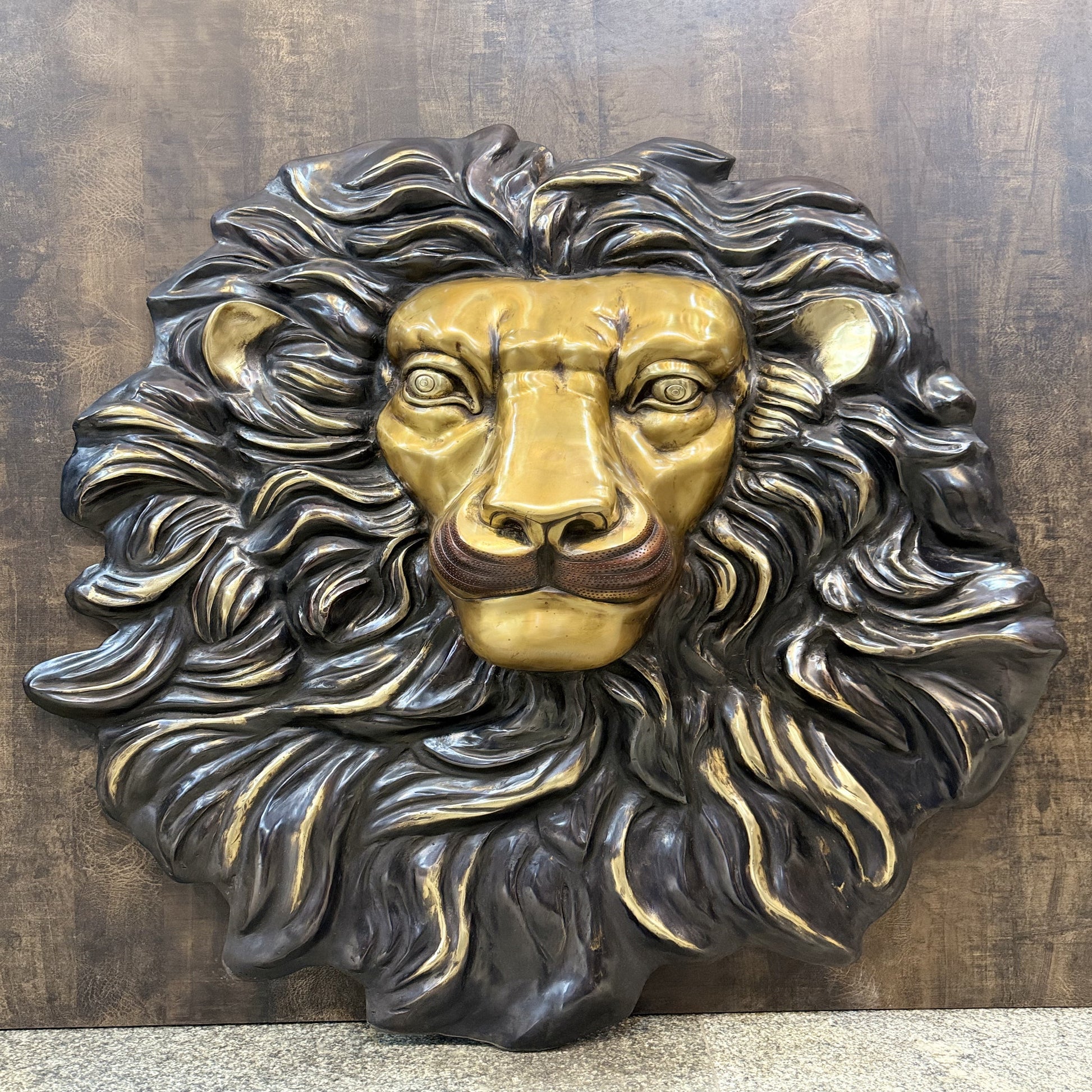 Brass Large Lion Head Wall Hanging Sculpture For Room Decor Showpiece 39 Inch - Image 3