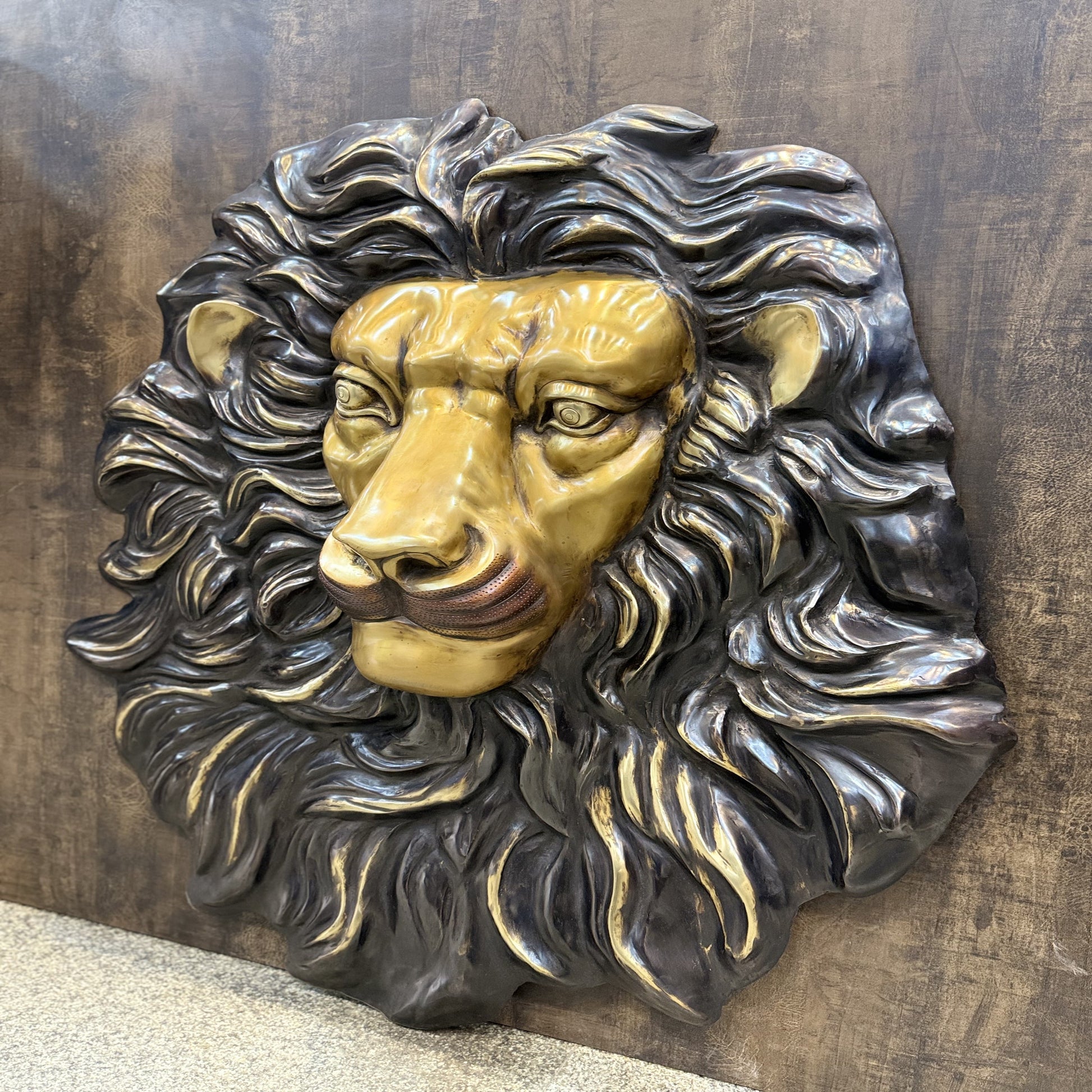 Brass Large Lion Head Wall Hanging Sculpture For Room Decor Showpiece 39 Inch - Image 5