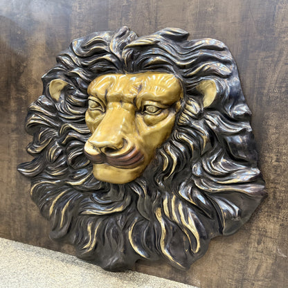 Brass Large Lion Head Wall Hanging Sculpture For Room Decor Showpiece 39 Inch by vendor-unknown - Decor (View 5)