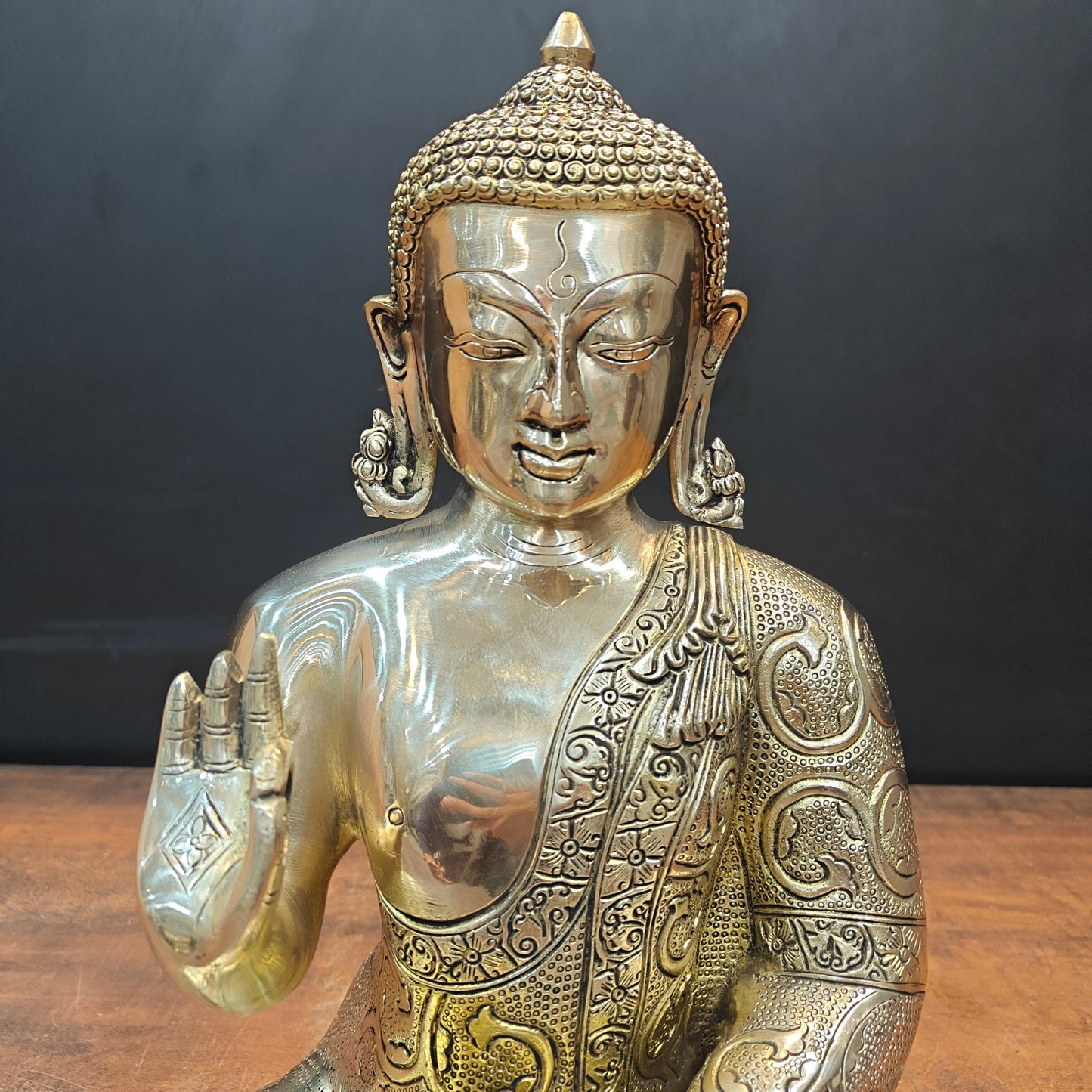Brass Blessing Buddha Statue 16 Inches