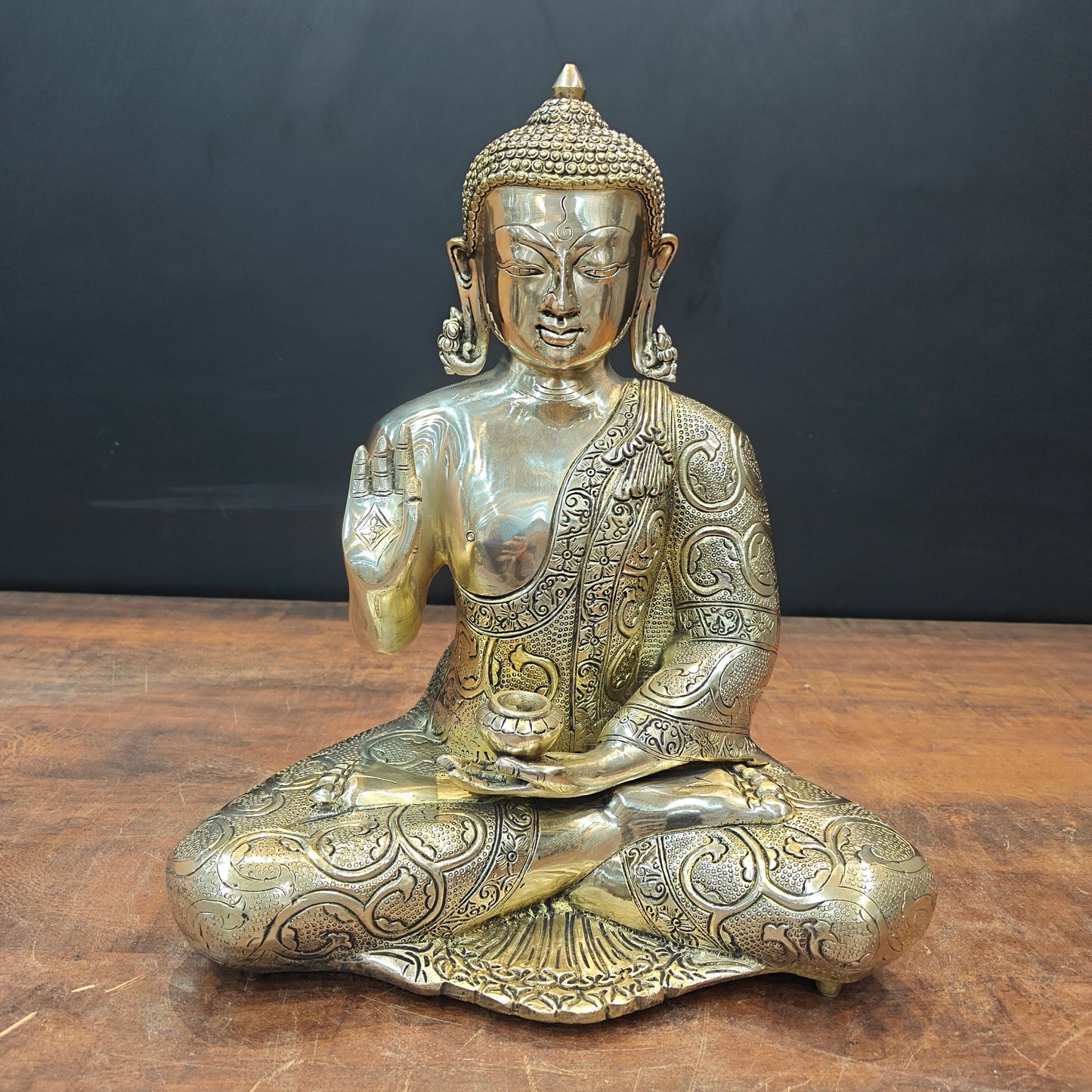Brass Blessing Buddha Statue 16 Inches