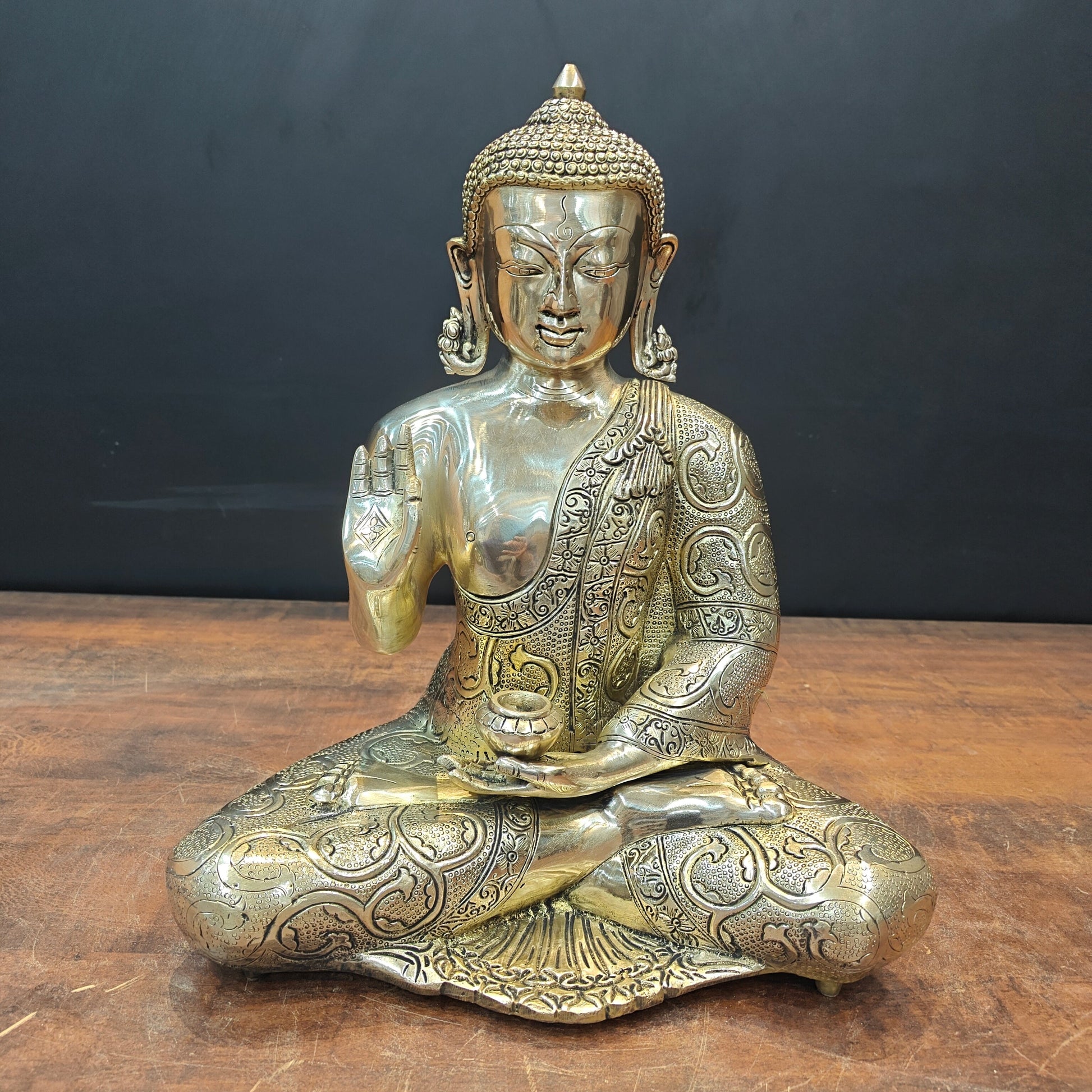 Brass Blessing Buddha Statue 16 Inches - Image 3