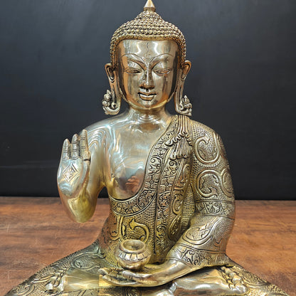 Brass Blessing Buddha Statue 16 Inches by vendor-unknown - Buddha (View 4)