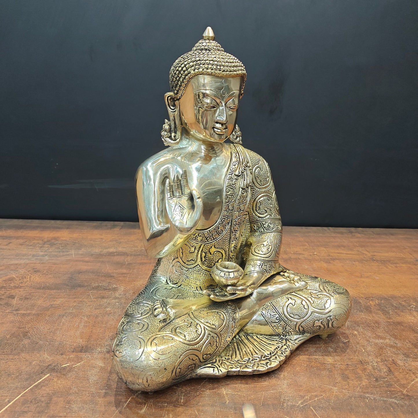 Brass Blessing Buddha Statue 16 Inches